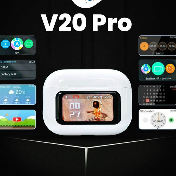V20 Pro TWS Airbuds | Bluetooth 5.4 | ANC+ENC | Touch Display | 32H Battery