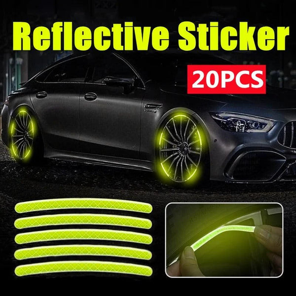 Car Wheel Hub Reflective Stickers 20 Pcs Green For Night Driving Safety And Enhanced Visibility